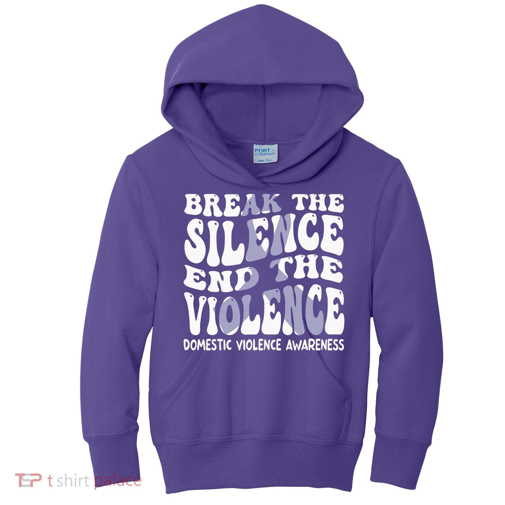 End The Violence Domestic Violence Awareness Groovy Kids Hoodie