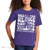 End The Violence Domestic Violence Awareness Groovy Kids T-Shirt thumb 2