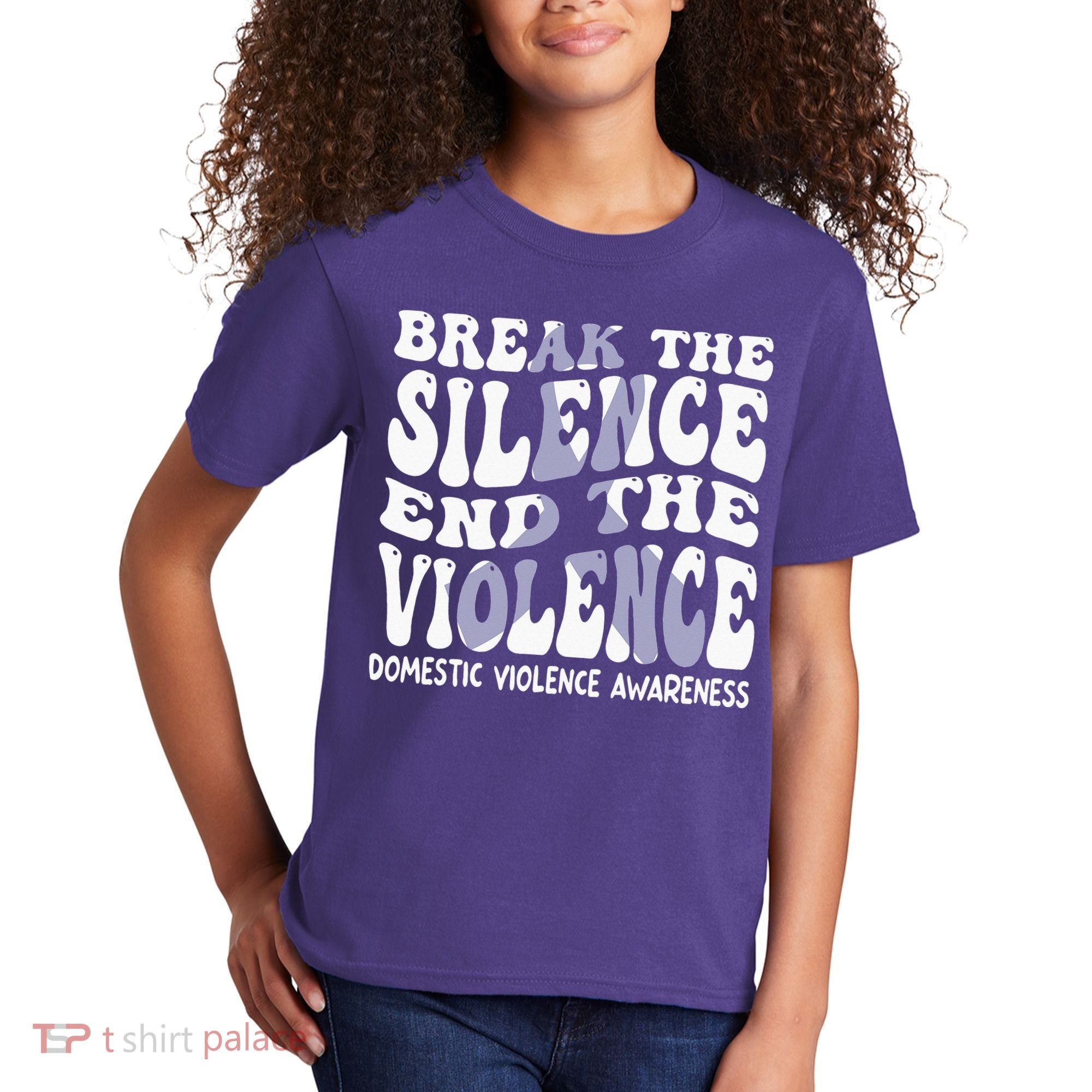 End The Violence Domestic Violence Awareness Groovy Kids T-Shirt