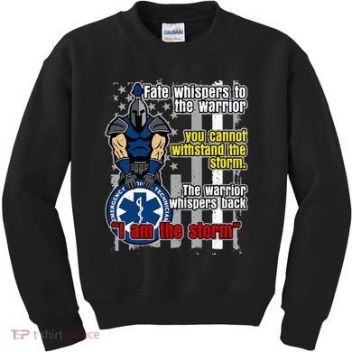 Emt Trojan Warrior I Am The Storm Kids Sweatshirt