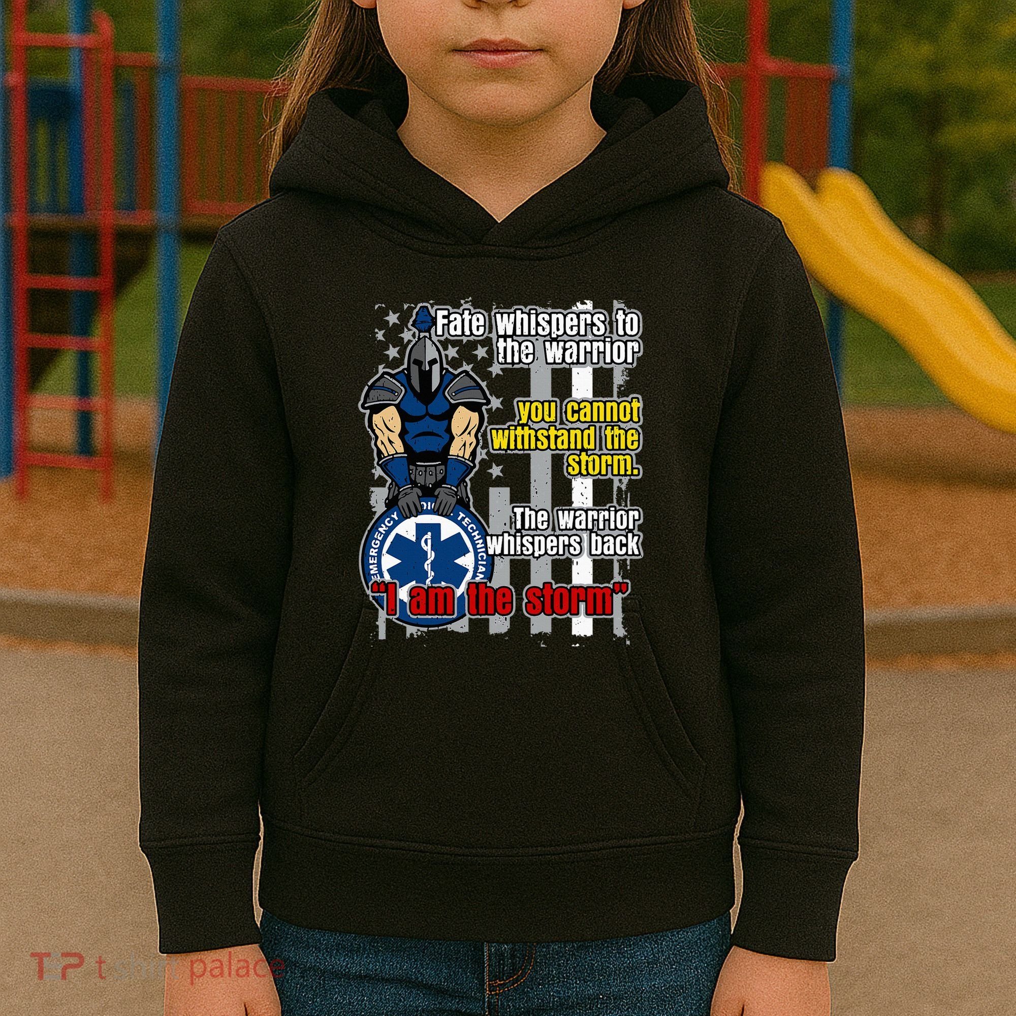 Emt Trojan Warrior I Am The Storm Kids Hoodie