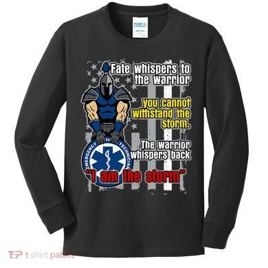 Emt Trojan Warrior I Am The Storm Kids Long Sleeve Shirt