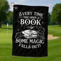 Every Time You Open A Book Some Magic Falls Out - Bookworm Golf Towel thumb 1