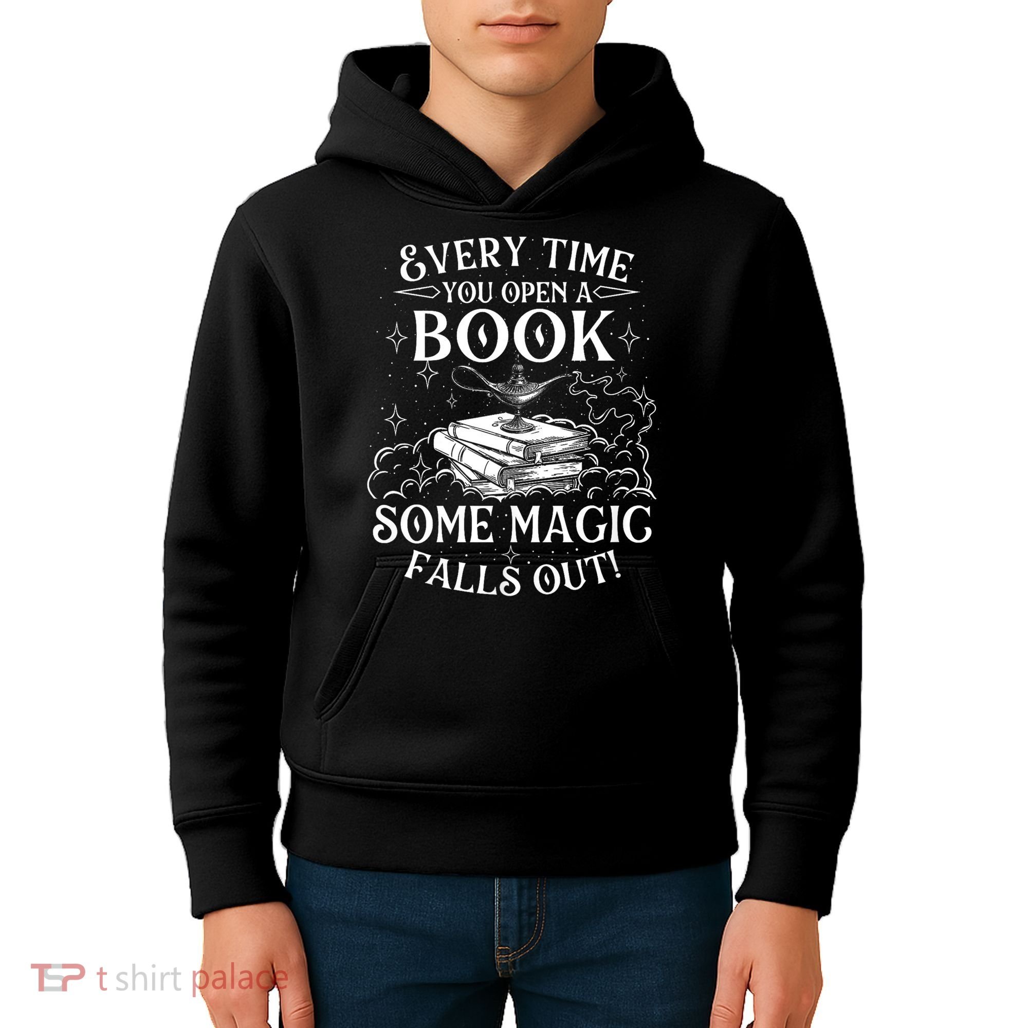 Every Time You Open A Book Some Magic Falls Out - Bookworm Kids Hoodie