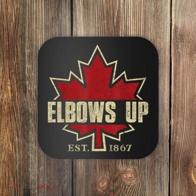 Elbows Up Canada True North Strong Free Proud Canadian Coaster
