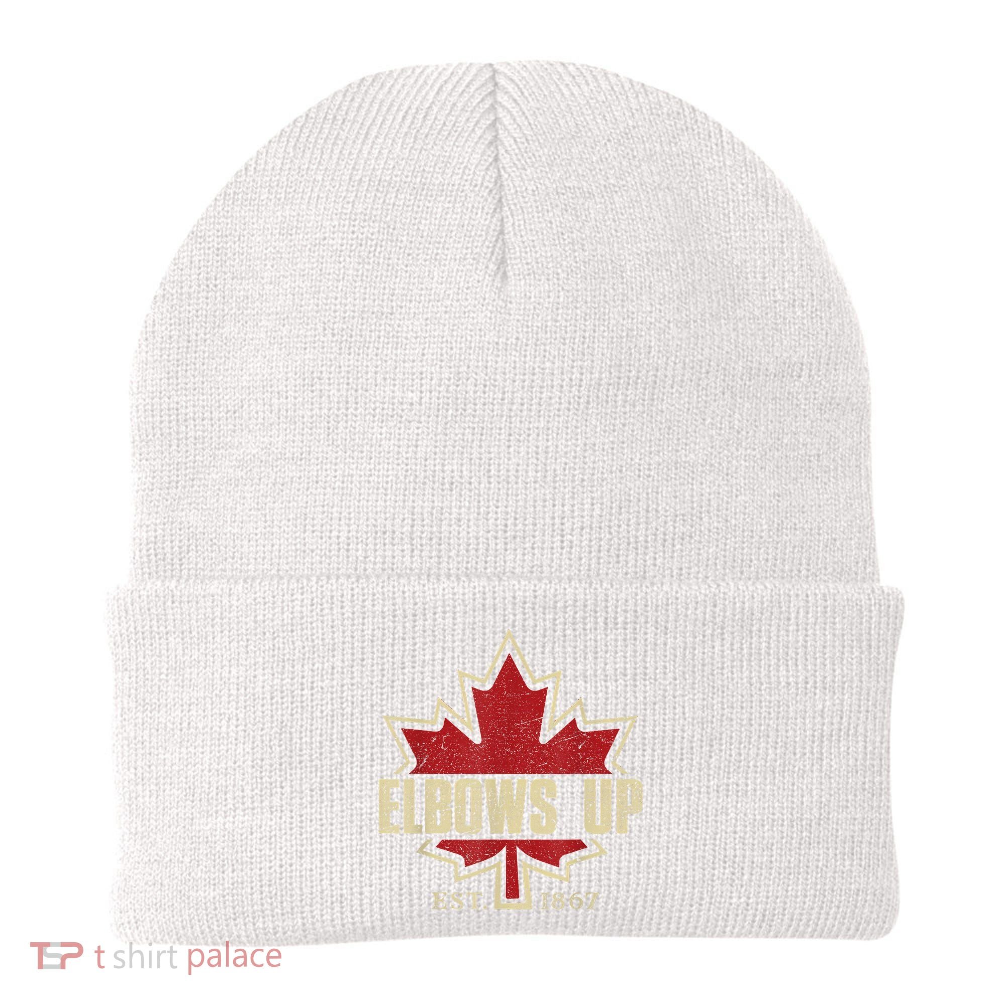 Elbows Up Canada True North Strong Free Proud Canadian Beanie