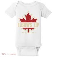 Elbows Up Canada True North Strong Free Proud Canadian Baby Bodysuit thumb 0