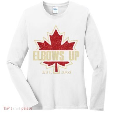 Elbows Up Canada True North Strong Free Proud Canadian Women's Long Sleeve Shirt