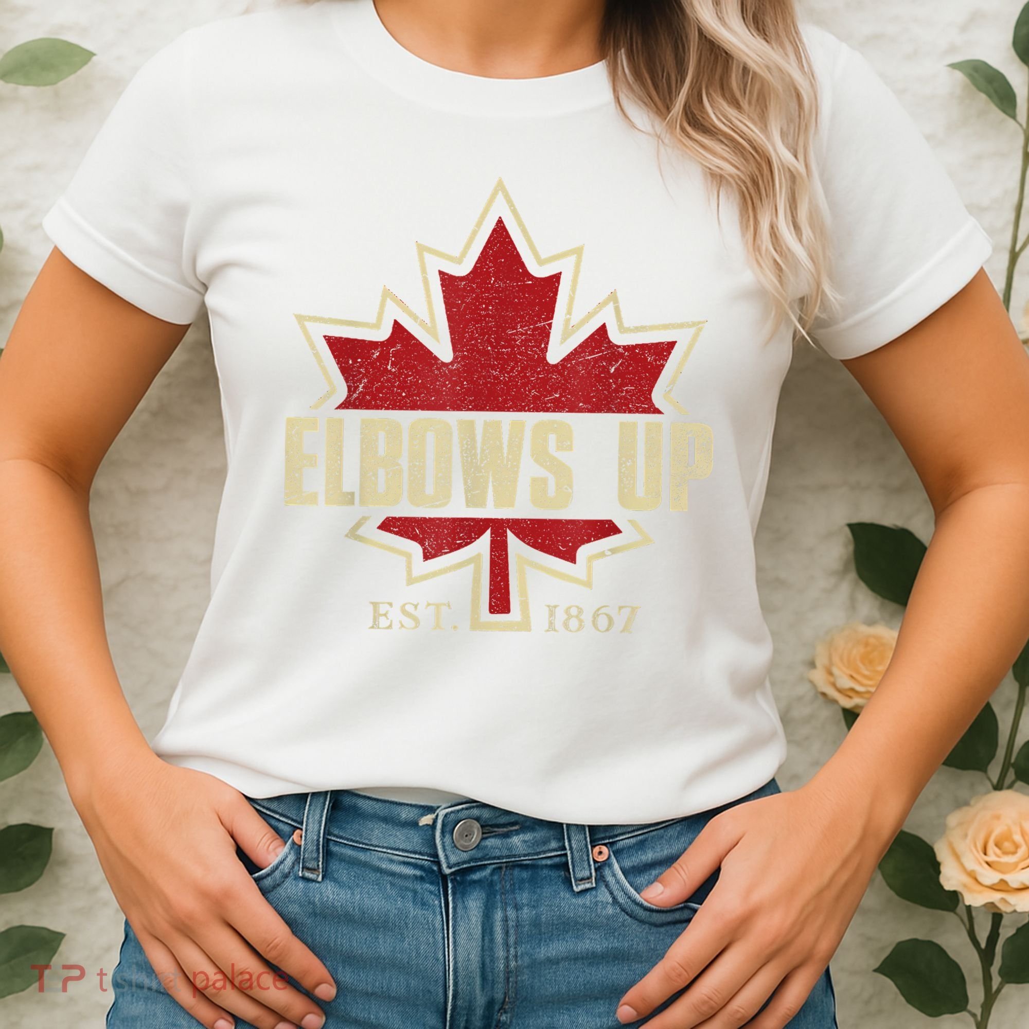 Elbows Up Canada True North Strong Free Proud Canadian Women's T-Shirt