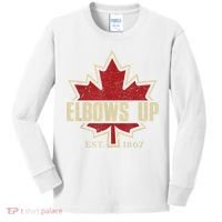 Elbows Up Canada True North Strong Free Proud Canadian Kids Long Sleeve Shirt thumb 0