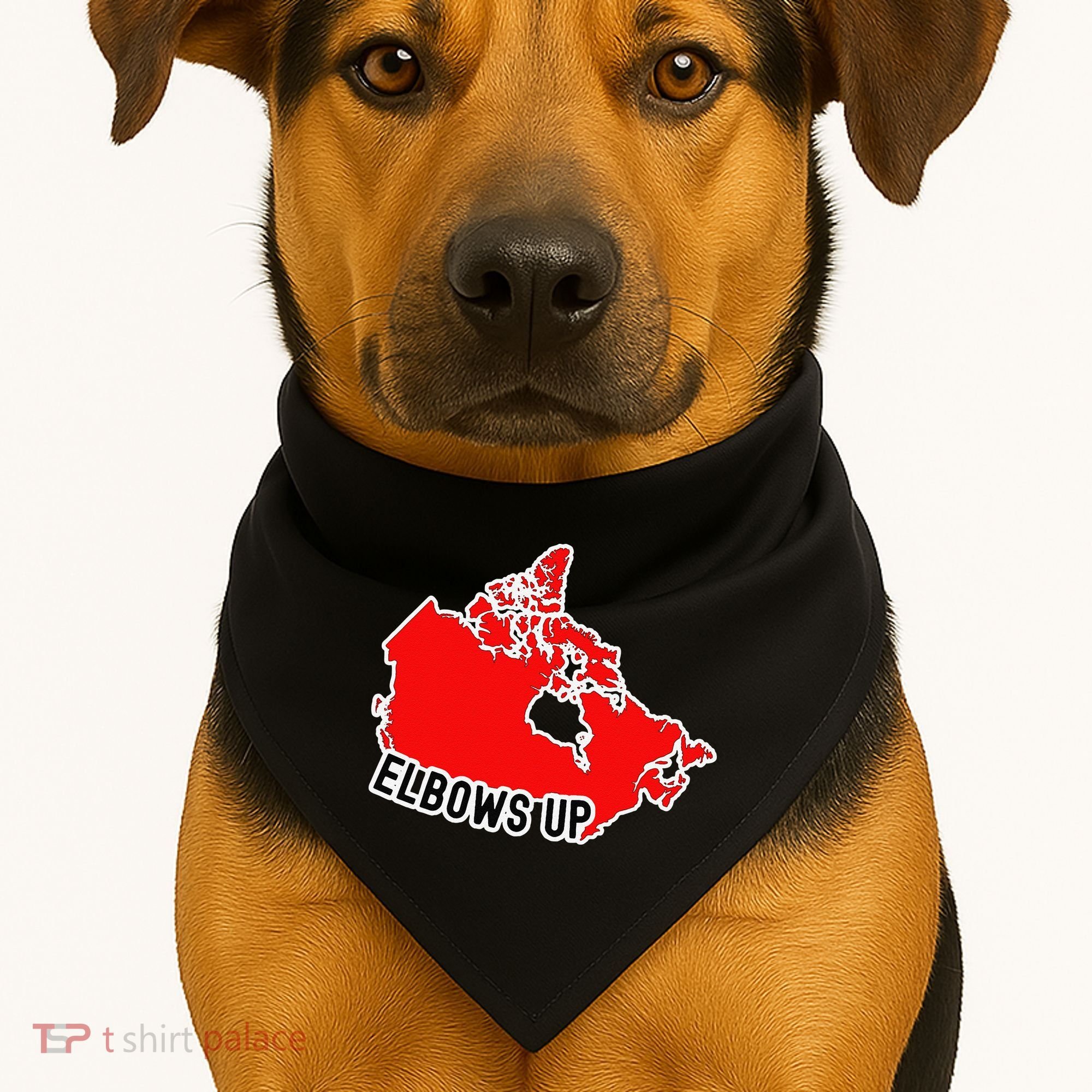 Elbows Up - Canada Map - Anti Trump - True North - Never 5 USA-Made Doggie Bandana