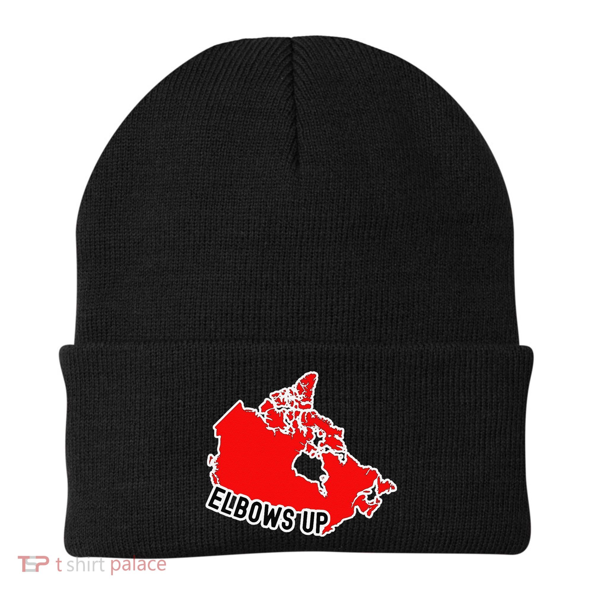 Elbows Up - Canada Map - Anti Trump - True North - Never 5 Beanie