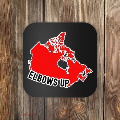 Elbows Up - Canada Map - Anti Trump - True North - Never 5 Coaster