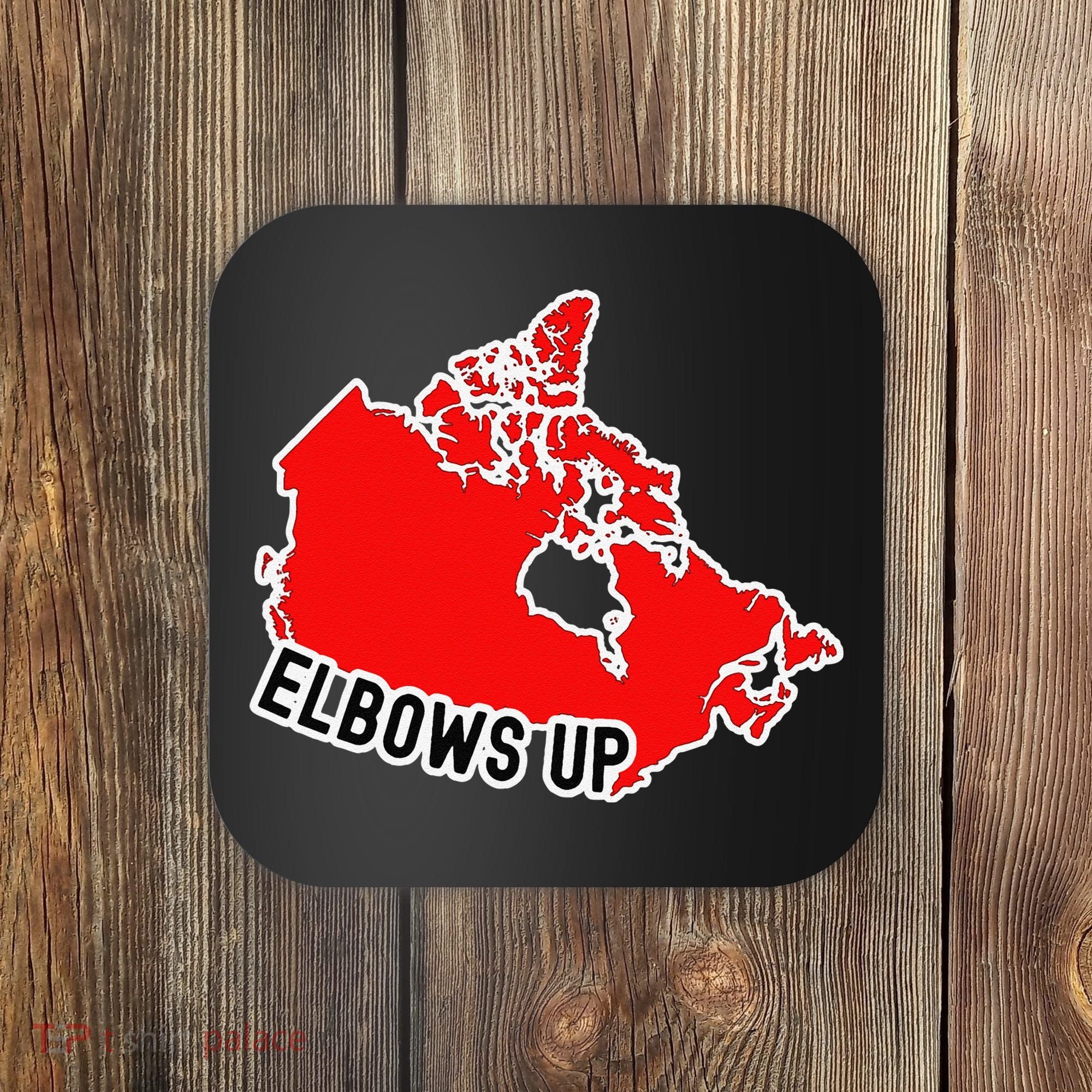 Elbows Up - Canada Map - Anti Trump - True North - Never 5 Coaster