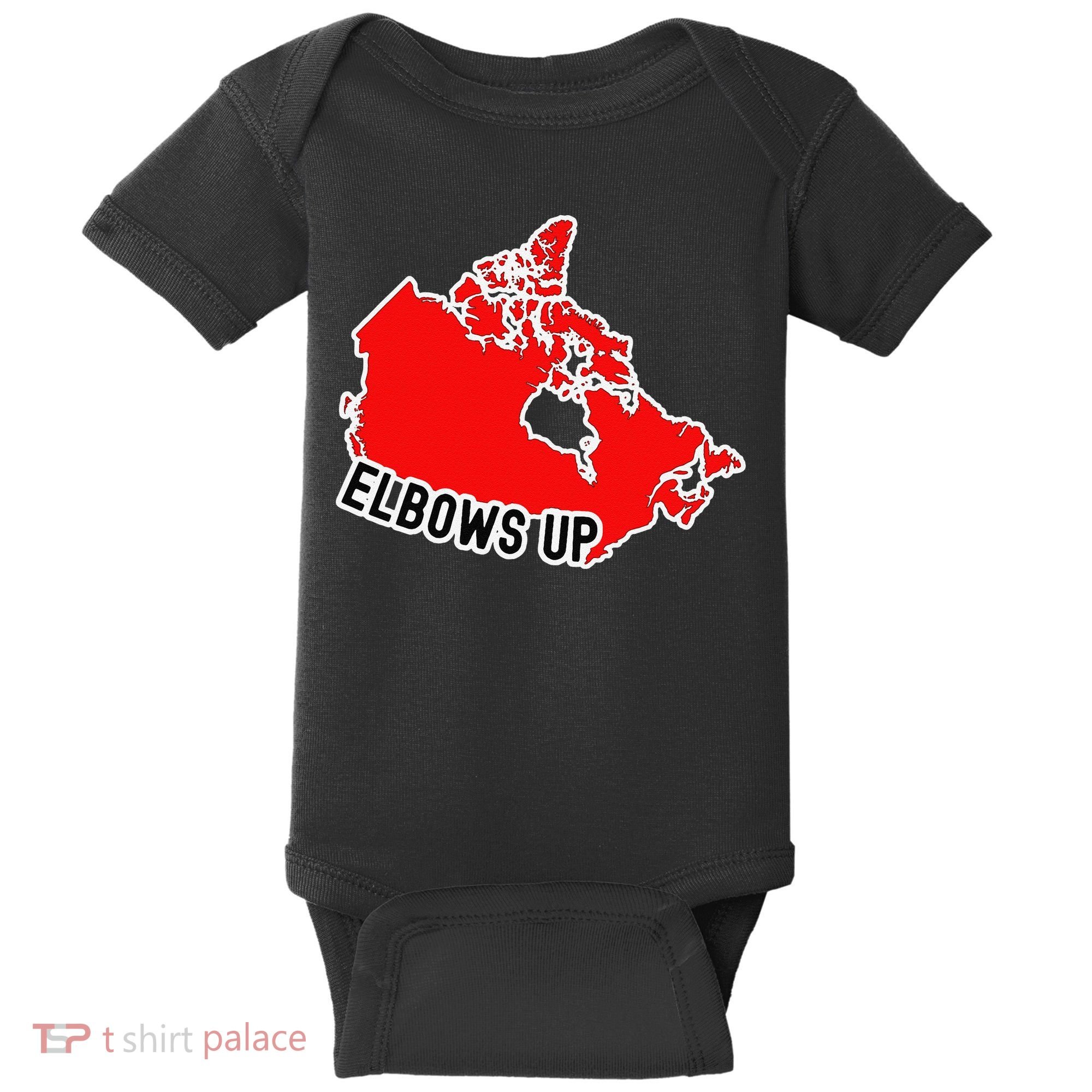 Elbows Up - Canada Map - Anti Trump - True North - Never 5 Baby Bodysuit