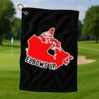 Elbows Up - Canada Map - Anti Trump - True North - Never 5 Golf Towel thumb 1