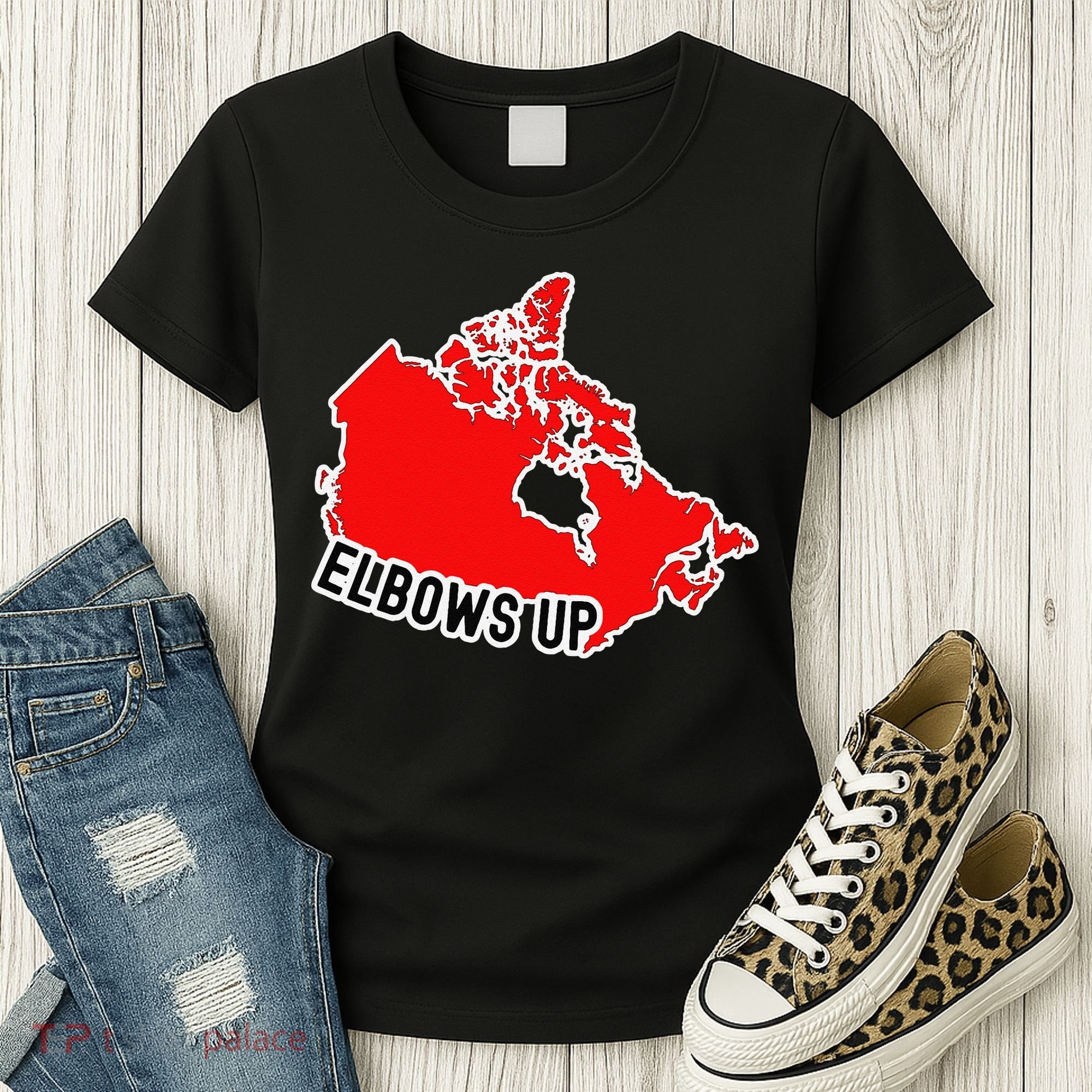 Elbows Up - Canada Map - Anti Trump - True North - Never 5 Women's T-Shirt