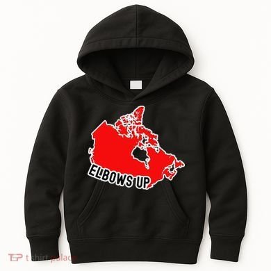 Elbows Up - Canada Map - Anti Trump - True North - Never 5 Kids Hoodie