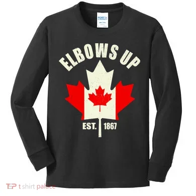 Elbows Up Canada Kids Long Sleeve Shirt