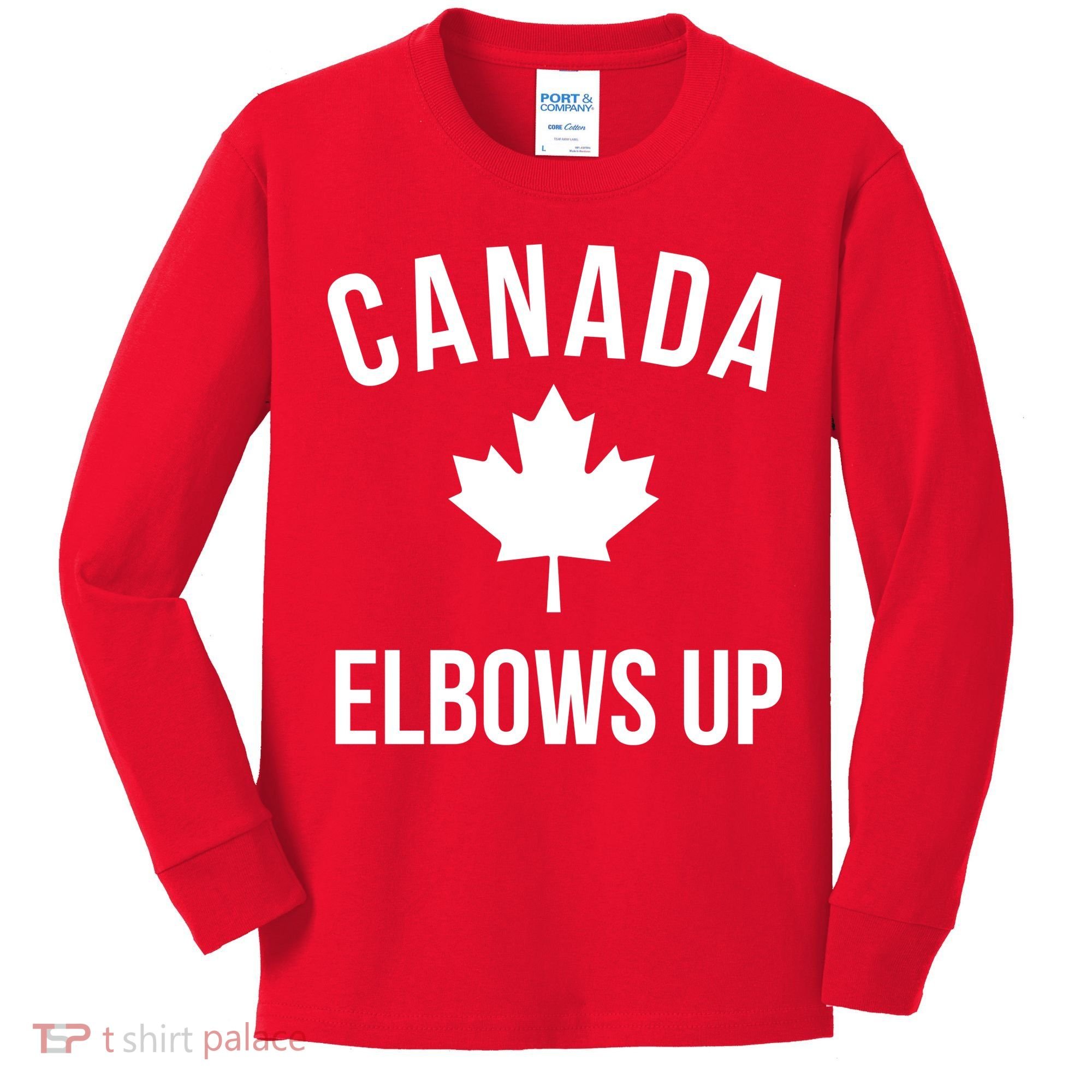Elbows Up Canada Kids Long Sleeve Shirt