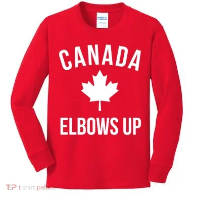 Elbows Up Canada Kids Long Sleeve Shirt