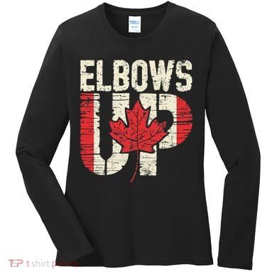Elbows Up Canada Vintage Distressed Canadian Pride Women's Long Sleeve Shirt