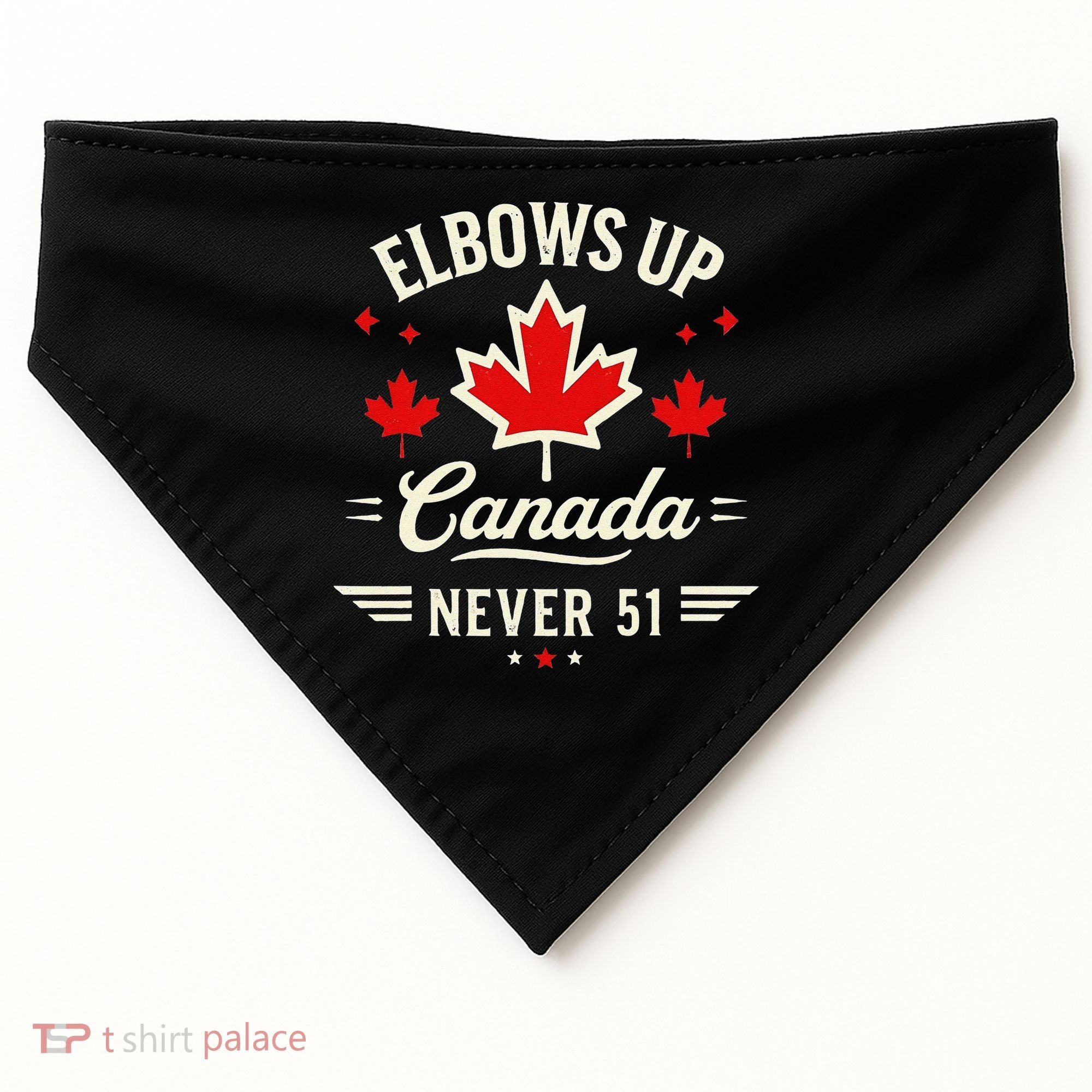 Elbows Up Canada Never 51 Canada Flag Stand Strong USA-Made Doggie Bandana