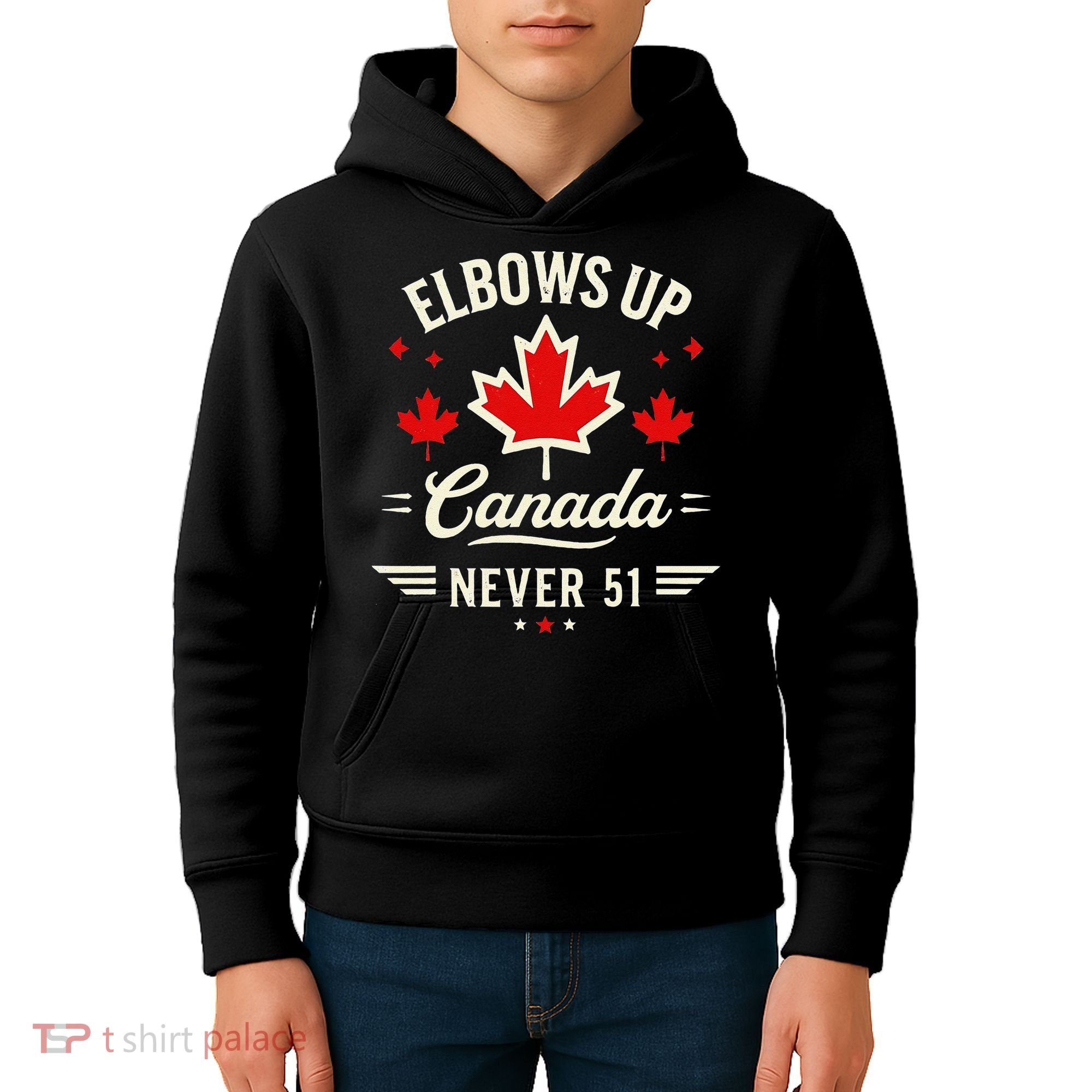 Elbows Up Canada Never 51 Canada Flag Stand Strong Kids Hoodie