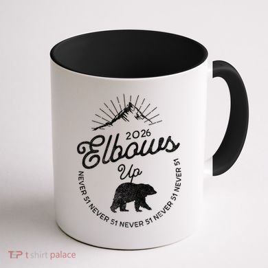 Elbows Up Canada 2026 Never 51 Coffee Mug back