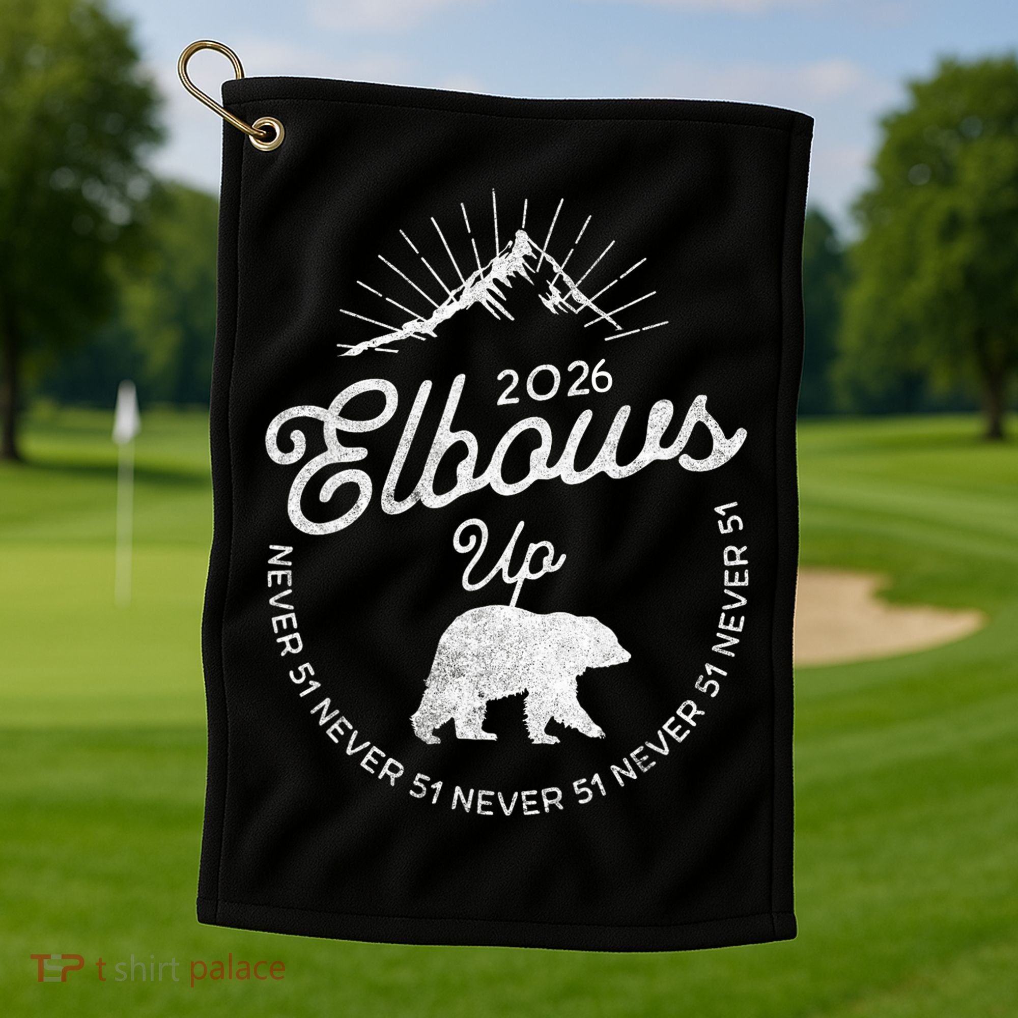 Elbows Up Canada 2026 Never 51 Golf Towel