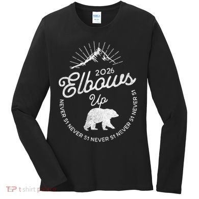Elbows Up Canada 2026 Never 51 Women's Long Sleeve Shirt