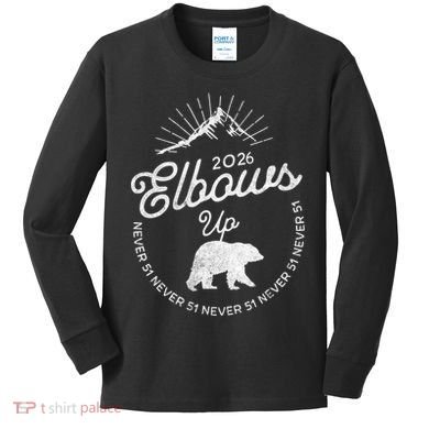 Elbows Up Canada 2026 Never 51 Kids Long Sleeve Shirt
