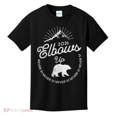 Elbows Up Canada 2026 Never 51 Kids T-Shirt
