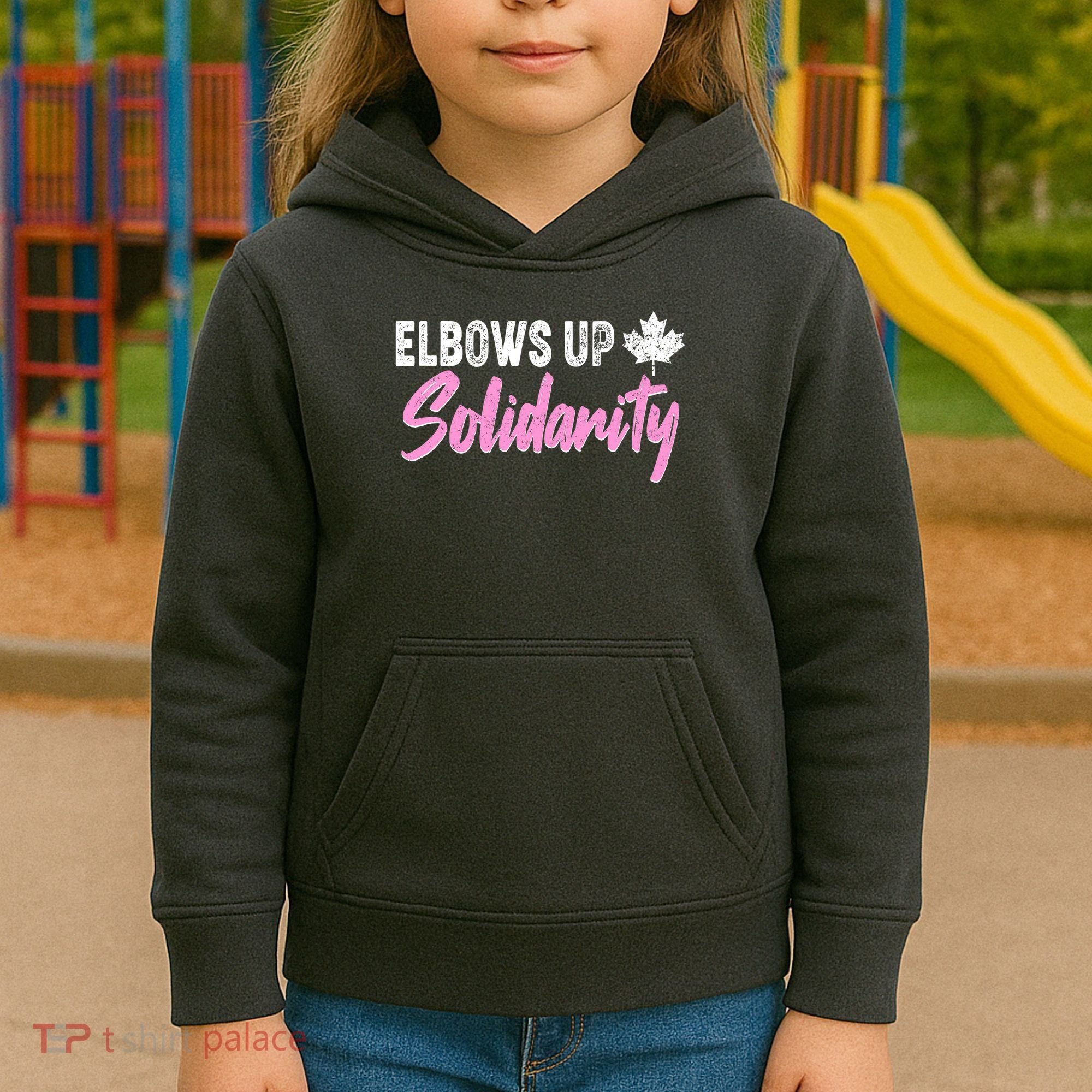 Elbows Up Canada Solidarity  Kids Hoodie