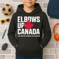 Elbows Up Canada Never Mistake Kindness for Weakness Kids Hoodie thumb 2