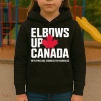 Elbows Up Canada Never Mistake Kindness for Weakness Kids Hoodie thumb 3