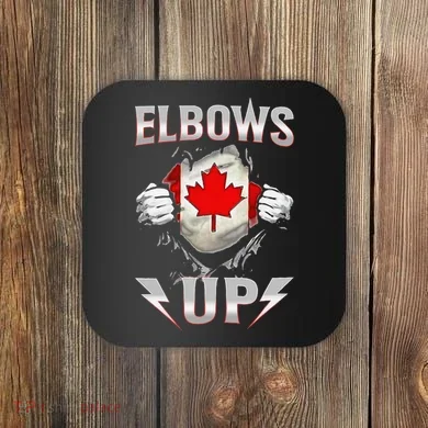 Elbows Up Canada Maple Leaf Strong North Pride Coaster