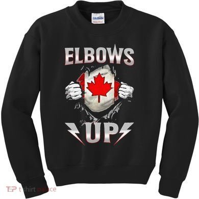 Elbows Up Canada Maple Leaf Strong North Pride Kids Sweatshirt