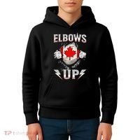Elbows Up Canada Maple Leaf Strong North Pride Kids Hoodie thumb 4