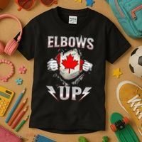 Elbows Up Canada Maple Leaf Strong North Pride Kids T-Shirt thumb 3