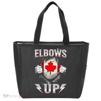 Elbows Up Canada Maple Leaf Strong North Pride Tote Bag