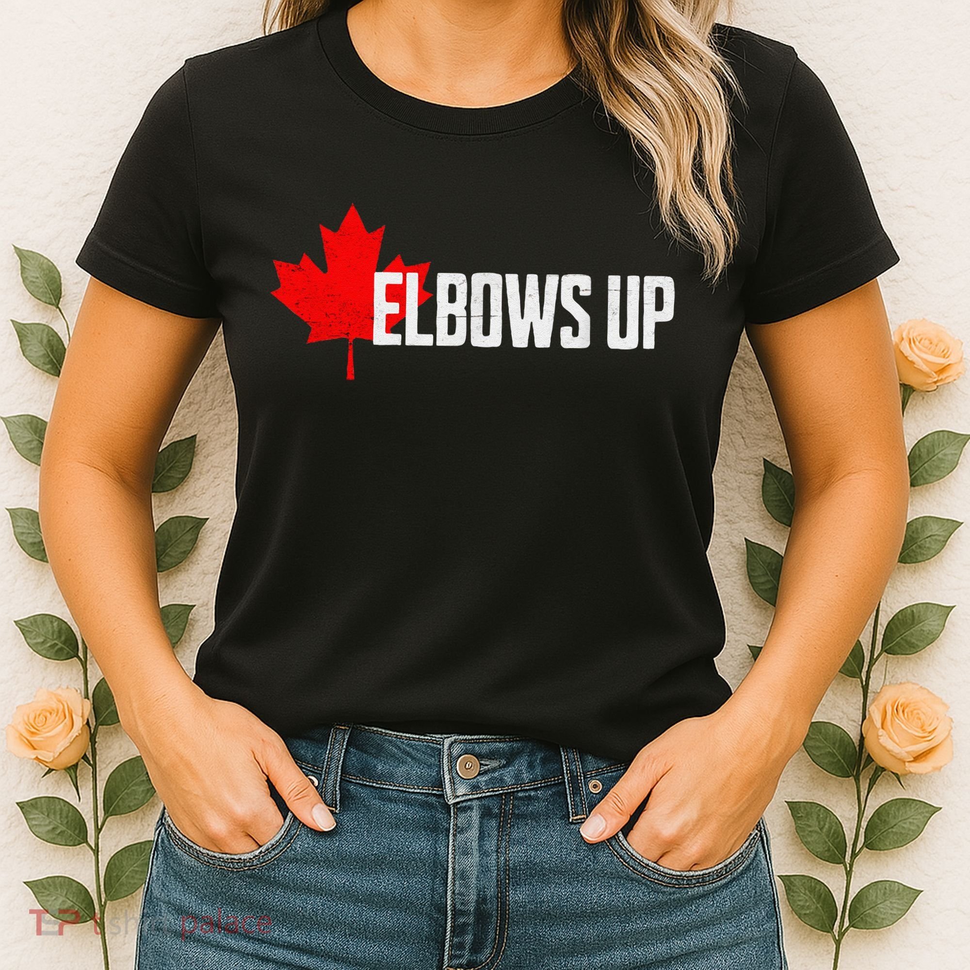 Elbows Up Canada True North Strong and Free Proud Canadian Women's T-Shirt