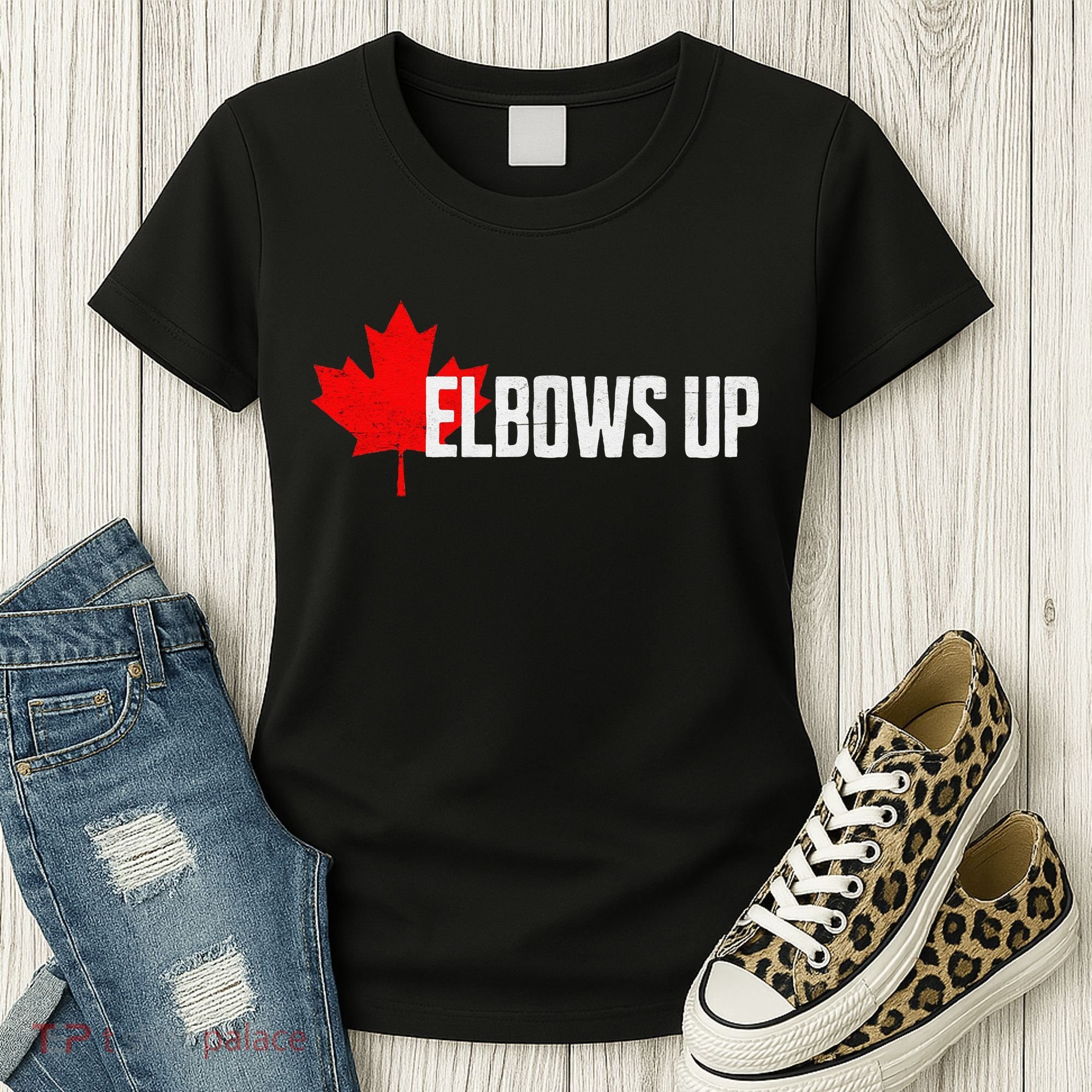 Elbows Up Canada True North Strong and Free Proud Canadian Women's T-Shirt