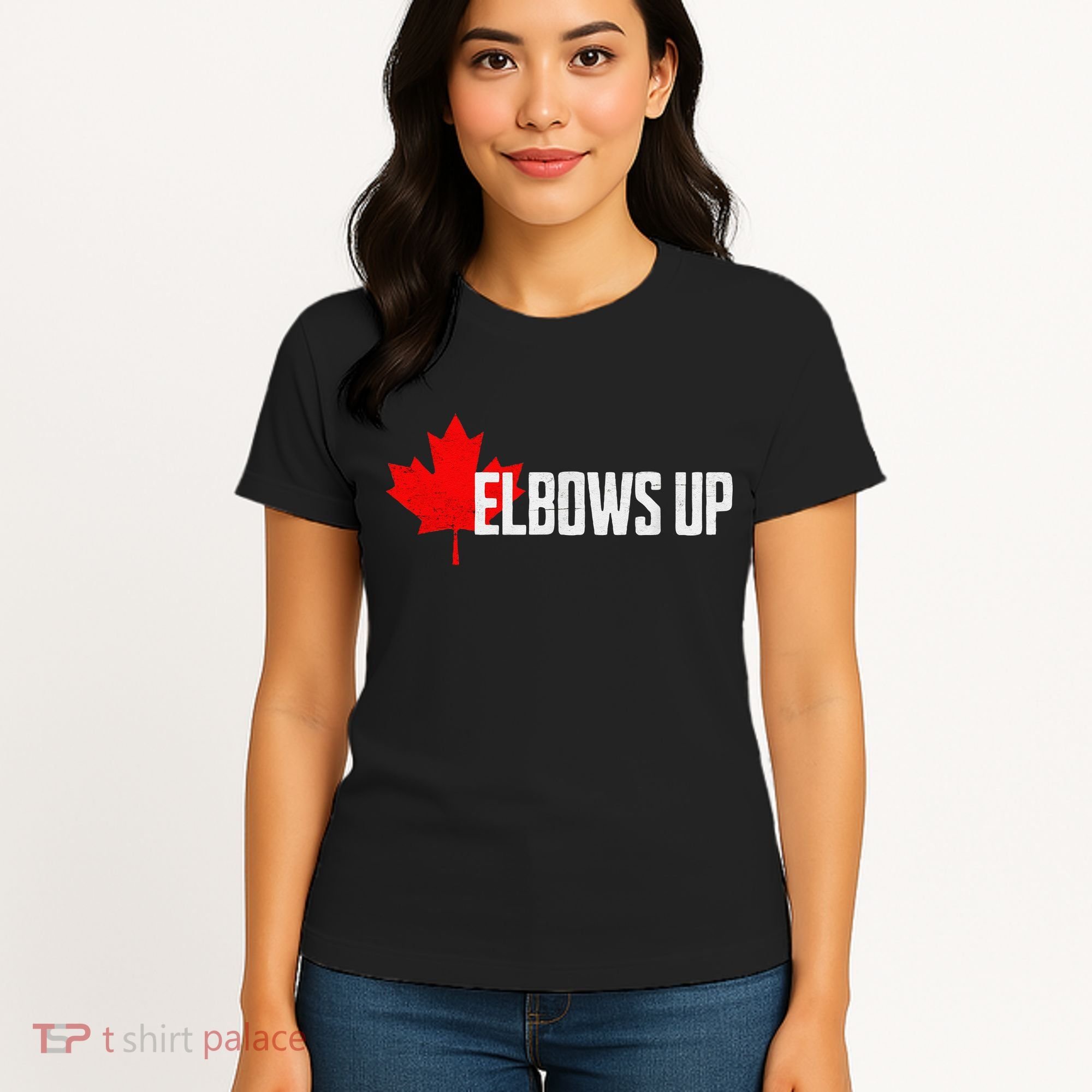Elbows Up Canada True North Strong and Free Proud Canadian Women's T-Shirt