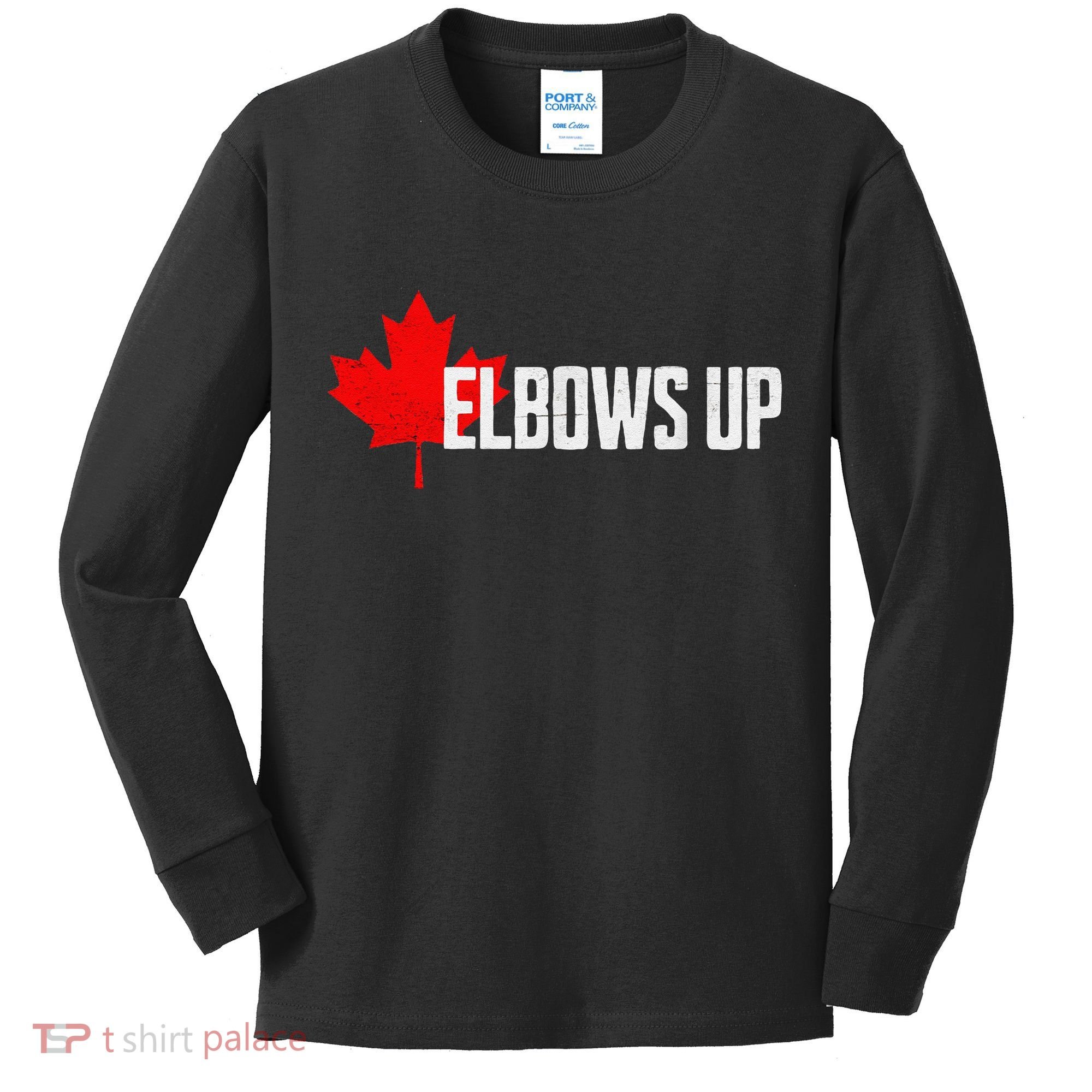 Elbows Up Canada True North Strong and Free Proud Canadian Kids Long Sleeve Shirt