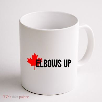 Elbows Up Canada True North Strong and Free Proud Canadian Coffee Mug back