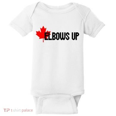 Elbows Up Canada True North Strong and Free Proud Canadian Baby Bodysuit
