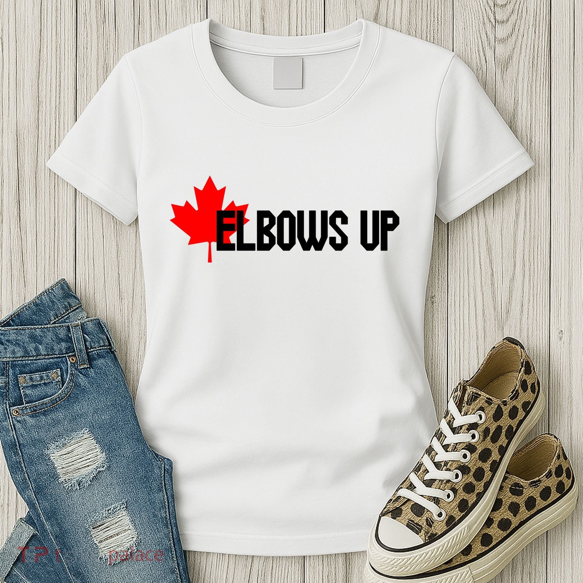 Elbows Up Canada True North Strong and Free Proud Canadian Women's T-Shirt