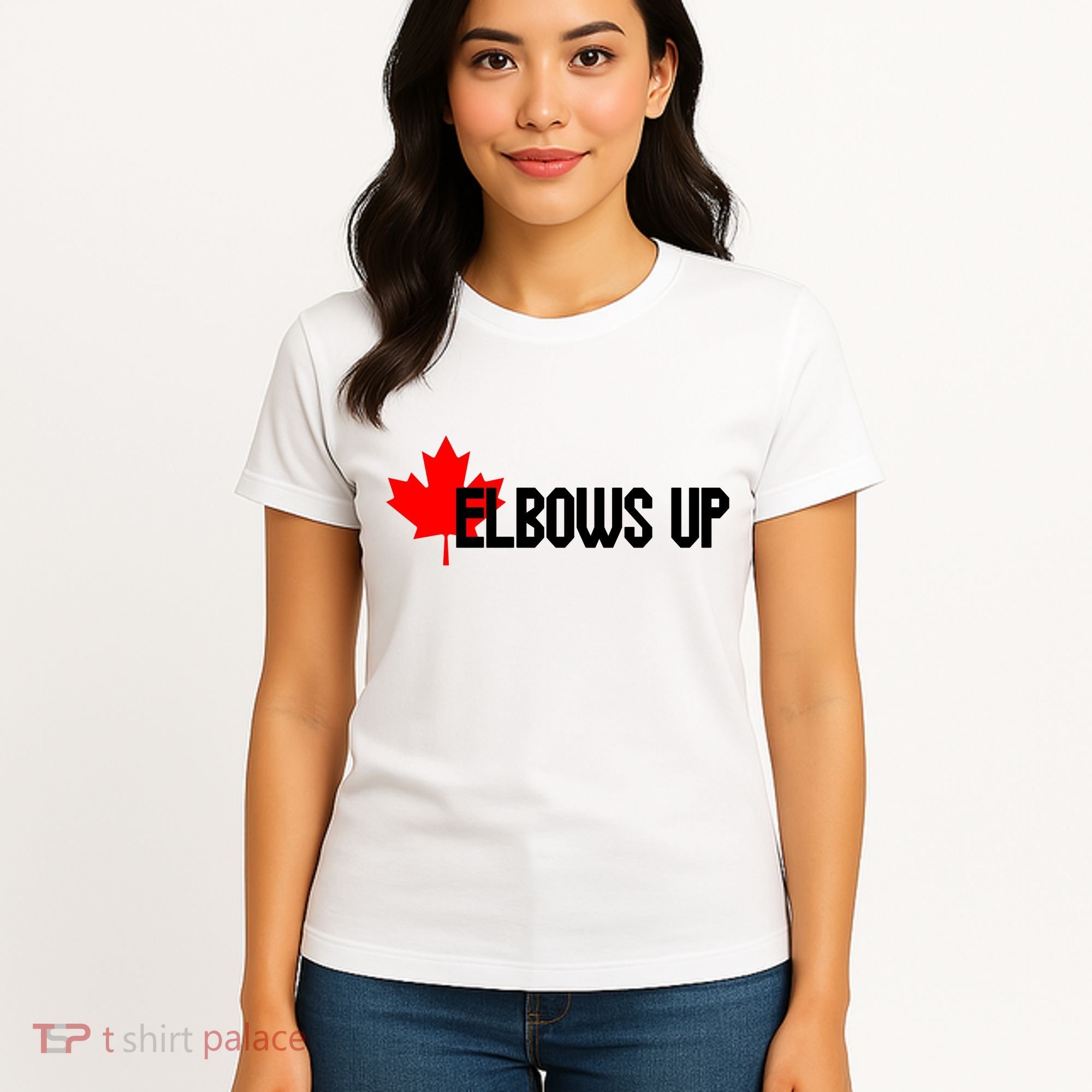 Elbows Up Canada True North Strong and Free Proud Canadian Women's T-Shirt
