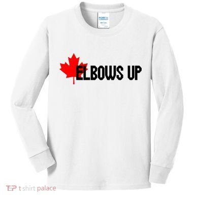 Elbows Up Canada True North Strong and Free Proud Canadian Kids Long Sleeve Shirt